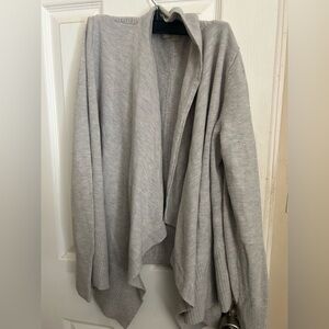 LOFT Light Gray Open-Front Draped Cardigan